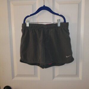 Girls Gray Nike Running Shorts w/Pink Foldover Waistband Sz L